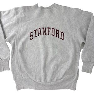Vintage 90s Stanford University Sweatshirt Reverse Weave Gray Arch Mens Large